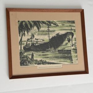 VINTAGE WWII PRINTS SHIPS SS SWAN ISLAND HMS TRACKER PORTLAND G.E. BY R B ROGERS